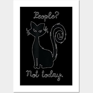 Black Cute Cat Funny Saying No People Oday Nope Halloween Posters and Art